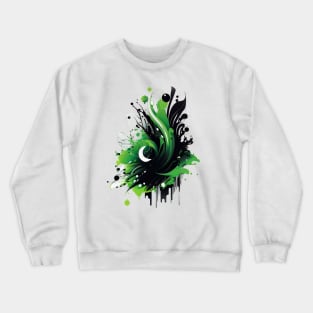 Abstract Green and Black Half Moon Design Crewneck Sweatshirt